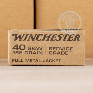Photo detailing the 40 S&W WINCHESTER SERVICE GRADE 165 GRAIN FMJ (50 ROUNDS) for sale at AmmoMan.com.