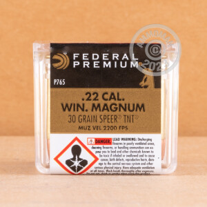 Image of the 22 WMR FEDERAL VARMINT & PREDATOR TNT 30 GRAIN JHP (500 ROUNDS) available at AmmoMan.com.