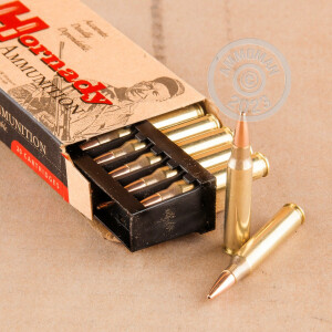 Image of 223 Remington ammo by Hornady that's ideal for precision shooting.