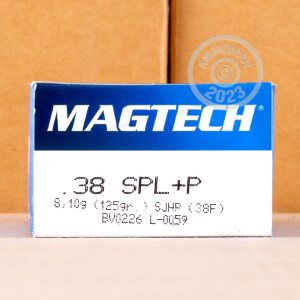 Photograph showing detail of .38 SPECIAL +P MAGTECH 125 GRAIN SJHP (50 ROUNDS)
