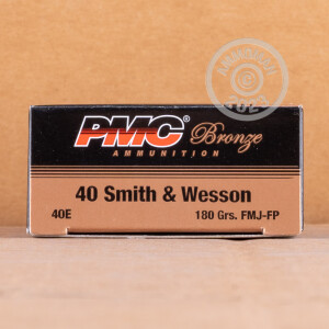 Photograph showing detail of .40 S&W PMC BRONZE 180 GRAIN FMJ (50 ROUNDS)