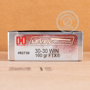Photograph showing detail of 30-30 HORNADY LEVEREVOLUTION 160 GRAIN JHP (20 ROUNDS)
