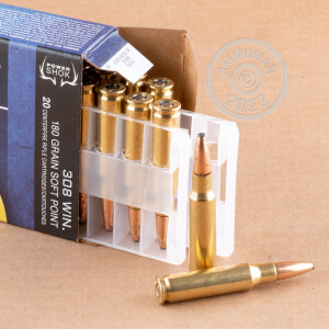 Photo detailing the 308 WIN FEDERAL POWER-SHOK 180 GRAIN SP (20 ROUNDS) for sale at AmmoMan.com.