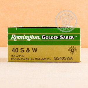 Photograph showing detail of 40 S&W REMINGTON GOLDEN SABER 165 GRAIN JHP (25 ROUNDS)