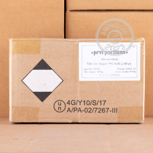 Photo detailing the 7.62MM NAGANT PRVI PARTIZAN 98 GRAIN FPJ #PPR7.1 (500 ROUNDS) for sale at AmmoMan.com.