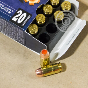 Image detailing the brass case and boxer primers on the Corbon ammunition.