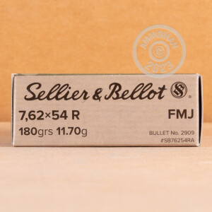 Image of the 7.62X54R SELLIER & BELLOT 180 GRAIN FMJ (20 ROUNDS) available at AmmoMan.com.