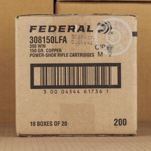 Image of 308 WIN FEDERAL POWER-SHOK COPPER 150 GRAIN SCHP (200 ROUNDS)