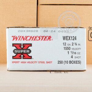 Photograph showing detail of 12 GAUGE WINCHESTER SUPER-X WATERFOWL 2-3/4" 1-1/16 OZ. #4 SHOT (25 ROUNDS)