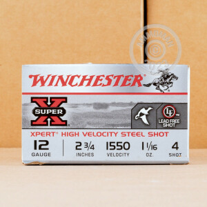 Photograph showing detail of 12 GAUGE WINCHESTER SUPER-X WATERFOWL 2-3/4" 1-1/16 OZ. #4 SHOT (25 ROUNDS)