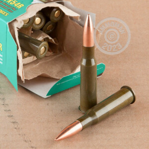 A photograph of 500 rounds of 174 grain 7.62 x 54R ammo with a FMJ bullet for sale.