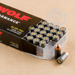 Photograph showing detail of 9MM MAKAROV WOLF WPA POLYFORMANCE 94 GRAIN FMJ (1000 ROUNDS)