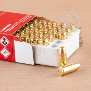 Photo detailing the 9MM WINCHESTER USA READY 115 GRAIN FMJ FN (50 ROUNDS) for sale at AmmoMan.com.