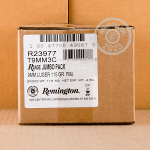 Image of the 9MM REMINGTON RANGE 115 GRAIN FMJ (500 ROUNDS) available at AmmoMan.com.