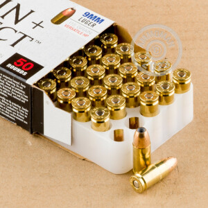 Photograph showing detail of 9mm - 115 Grain JHP - Federal Train + Protect - 50 Rounds