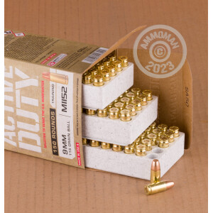 Photo detailing the 9MM WINCHESTER ACTIVE DUTY 115 GRAIN FMJ M1152 (750 ROUNDS) for sale at AmmoMan.com.