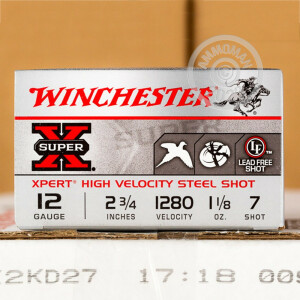 Image of the 12 GAUGE WINCHESTER SUPER-X STEEL 2-3/4" #7 SHOT (25 ROUNDS) available at AmmoMan.com.
