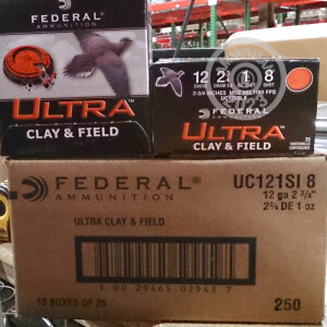 Image of 12 GAUGE FEDERAL ULTRA CLAY & FIELD 2-3/4" #8 SHOT (25 ROUNDS)