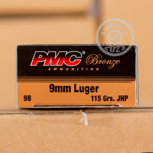 Photo detailing the 9MM LUGER PMC BRONZE 115 GRAIN JHP (50 ROUNDS) for sale at AmmoMan.com.