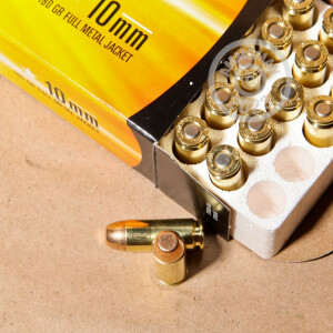 Image detailing the brass case and boxer primers on the Armscor ammunition.