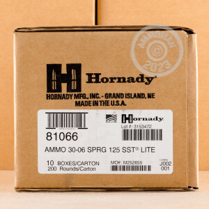 Photograph showing detail of 30-06 SPRINGFIELD HORNADY CUSTOM LITE 125 GRAIN SST REDUCED RECOIL (20 ROUNDS)