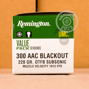 Image of 300 AAC Blackout ammo by Remington that's ideal for hunting varmint sized game, training at the range.
