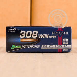 Image of the 308 WINCHESTER FIOCCHI EXACTA 175 GRAIN MATCHKING HP-BT (20 ROUNDS) available at AmmoMan.com.
