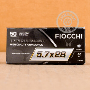 Photo detailing the 5.7X28MM FIOCCHI 40 GRAIN POLYMER TIP (500 ROUNDS) for sale at AmmoMan.com.
