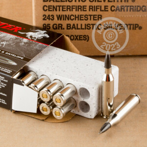 Image of the 243 WIN 95 GRAIN WINCHESTER BALLISTIC SILVERTIP (20 ROUNDS) available at AmmoMan.com.
