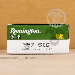 Photo detailing the 357 SIG REMINGTON UMC 125 GRAIN JHP (500 ROUNDS) for sale at AmmoMan.com.