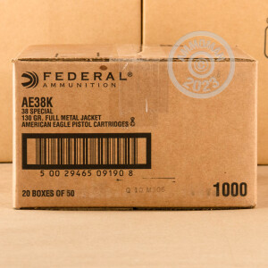 Photo detailing the 38 SPECIAL FEDERAL AMERICAN EAGLE 130 GRAIN FMJ (50 ROUNDS) for sale at AmmoMan.com.