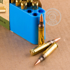 Image of 5.56x45mm ammo by Israeli Military Industries that's ideal for precision shooting, training at the range.