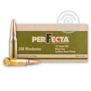 Image of the 308 WIN FIOCCHI PERFECTA 147 GRAIN FMJ (400 ROUNDS) available at AmmoMan.com.