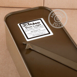 Image of the 9MM LUGER TULA AMMO TIN 115 GRAIN FMJ (900 ROUNDS) available at AmmoMan.com.
