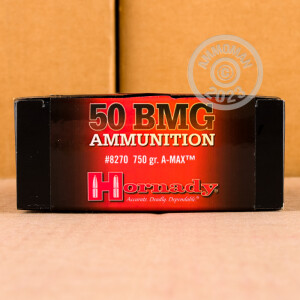 Image of the 50 BMG HORNADY 750 GRAIN A-MAX MATCH (10 ROUNDS) available at AmmoMan.com.