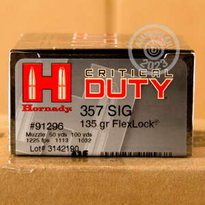 Image of the .357 SIG HORNADY CRITICAL DUTY 135 GRAIN JHP (20 ROUNDS) available at AmmoMan.com.