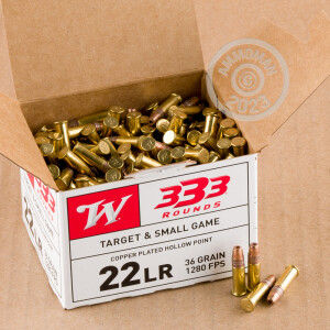 Photo detailing the 22 LR WINCHESTER USA 36 GRAIN CPHP (333 ROUNDS) for sale at AmmoMan.com.