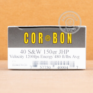 An image of .40 Smith & Wesson ammo made by Corbon at AmmoMan.com.