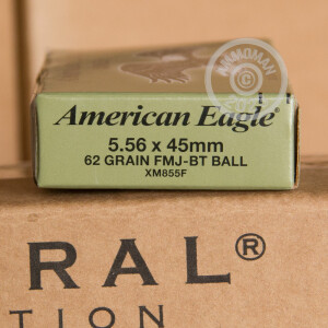 Photo detailing the 5.56 LAKE CITY 62 GRAIN FULL METAL JACKET (500 ROUNDS) for sale at AmmoMan.com.