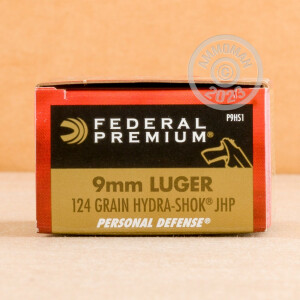 Image of 9MM LUGER FEDERAL PREMIUM 124 GRAIN HYDRA-SHOK JHP (500 ROUNDS)