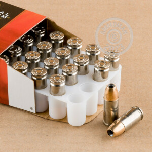 Photo detailing the 9MM LUGER FEDERAL PREMIUM 124 GRAIN HYDRA-SHOK JHP (500 ROUNDS) for sale at AmmoMan.com.