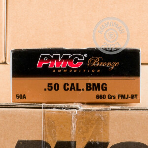 Photo detailing the 50 Cal BMG - 660 gr FMJBT - PMC - 10 Rounds for sale at AmmoMan.com.