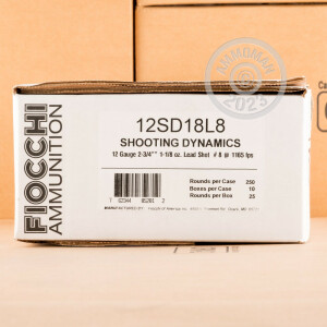 Image of the 12 GAUGE FIOCCHI SHOOTING DYNAMICS 2-3/4" 1-1/8 oz. #8 SHOT (250 ROUNDS) available at AmmoMan.com.