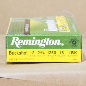 Photo detailing the 12 GAUGE REMINGTON EXPRESS 2-3/4" #1 BUCK (5 SHELLS) for sale at AmmoMan.com.