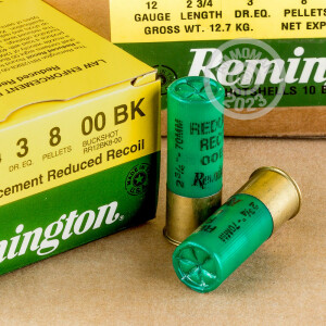 Image of the 12 GAUGE REMINGTON LAW ENFORCEMENT REDUCED RECOIL 2-3/4“  #00 BUCK SHOT (25 ROUNDS) available at AmmoMan.com.
