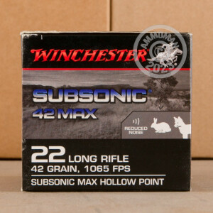Photograph showing detail of 22 LR WINCHESTER SUBSONIC 42 MAX 42 GRAIN LHP (500 ROUNDS)