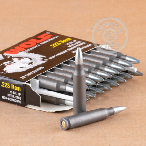 An image of 223 Remington ammo made by Wolf at AmmoMan.com.
