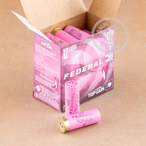 Image of the 12 GAUGE FEDERAL TOP GUN 2 3/4" #8 SHOT TARGET LOAD PINK HULL (25 ROUNDS) available at AmmoMan.com.