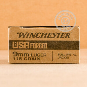 Photograph showing detail of 9MM LUGER WINCHESTER USA FORGED 115 GRAIN FMJ (500 ROUNDS)