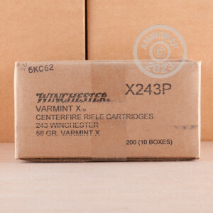 Photograph showing detail of 243 WIN WINCHESTER VARMINT-X 58 GRAIN POLYMER TIP (20 ROUNDS)
